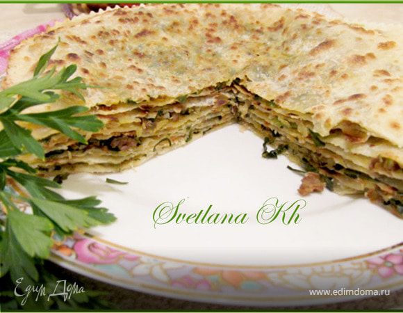 Лепешки по-дунгански с мясом и зеленью Лепешки по-дунгански с мясом и зеленью