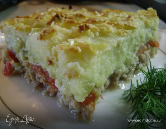 Слоеная запеканка с мясом и сыром