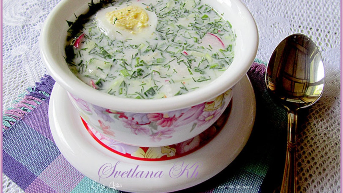 Окрошка с копченой курицей