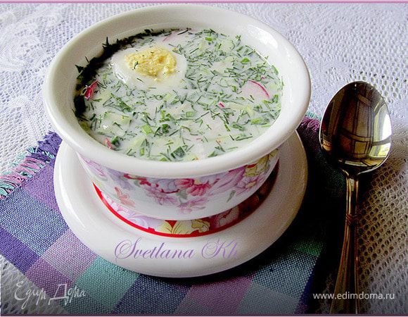 Окрошка с копченой курицей