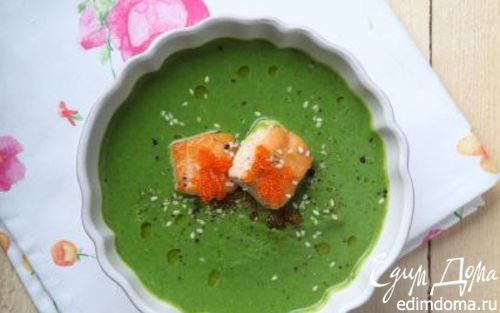 Рецепт Суп с брокколи, шпинатом и лососем