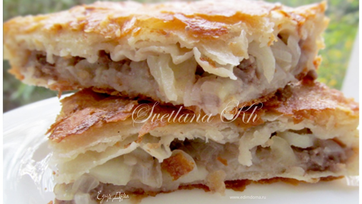 Пирог с мясом и картошкой