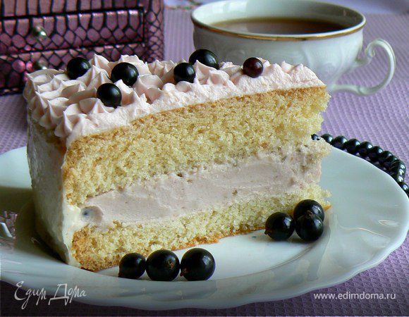 Бисквит с нежным сливочно-смородиновым муссом Бисквит с нежным сливочно-смородиновым муссом