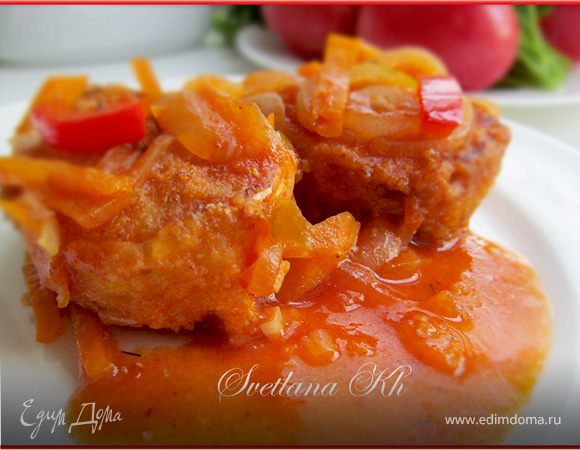 Судак в томатно-овощной заливке