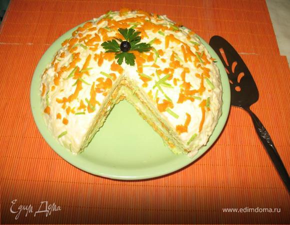 Рецепт 1: Кабачковый торт с сыром и зеленью