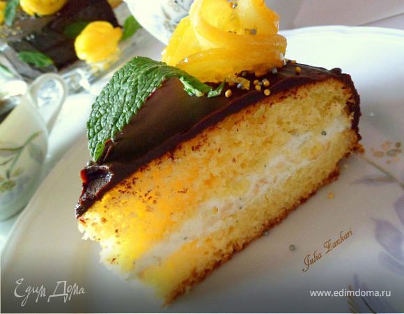 Лимонный кекс с мятно-сливочным кремом под шоколадом (для Тори)