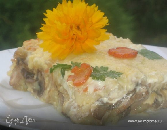 Запеканка грибная под сливочно-сырным соусом