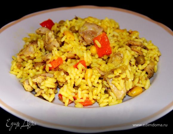 Ризотто с курицей и овощами