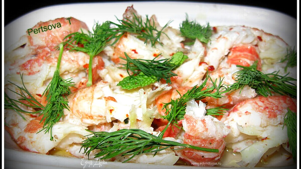 Салат из хвостиков вареных раков