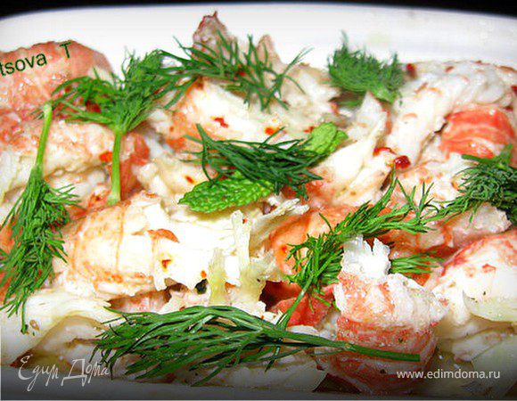 Салат из хвостиков вареных раков Салат из хвостиков вареных раков