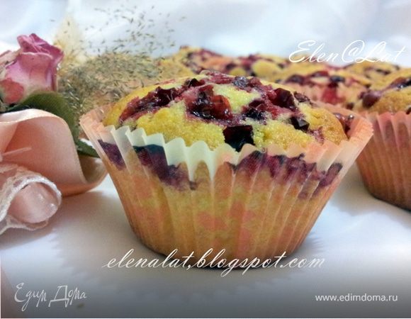 Апельсиновые кексы с брусникой