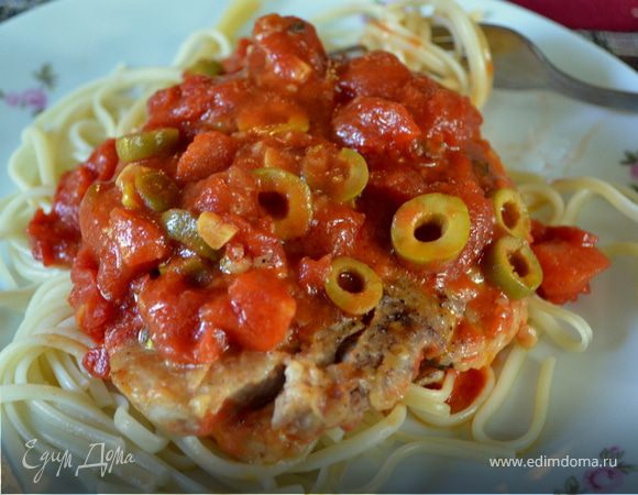 Свиные отбивные с зелеными оливками Свиные отбивные с зелеными оливками