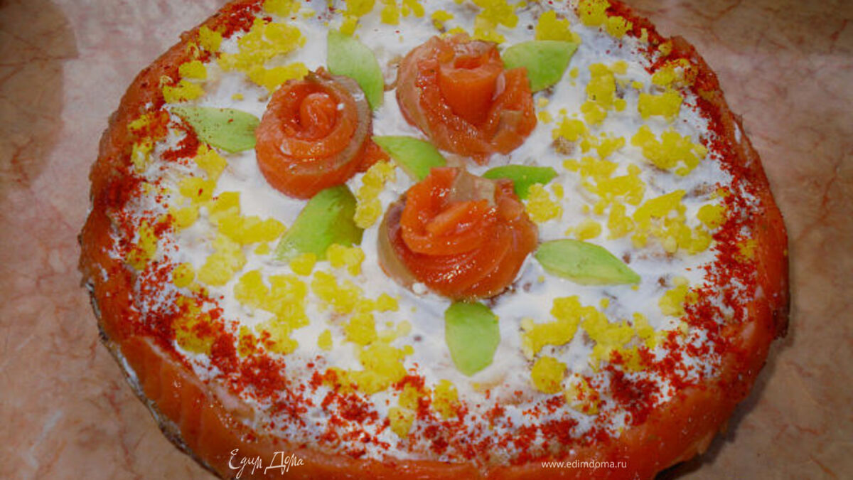 Блинный закусочный торт с семгой