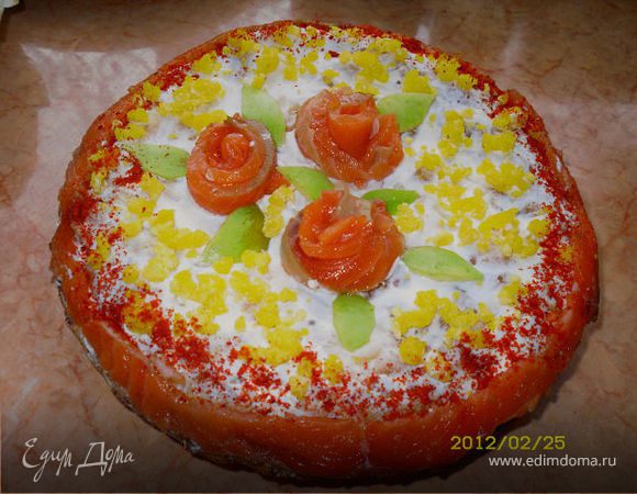 Блинный закусочный торт с семгой