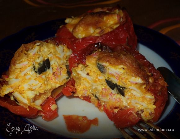 Перец, фаршированный крабовыми палочками