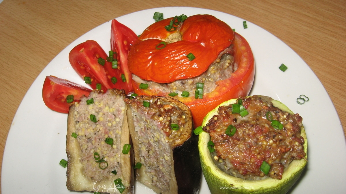 Фаршированные овощи с пшеном