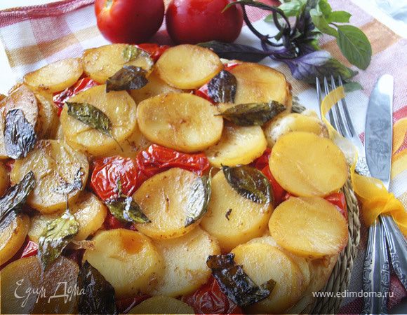 Тарт с картофелем, сыром и помидорами