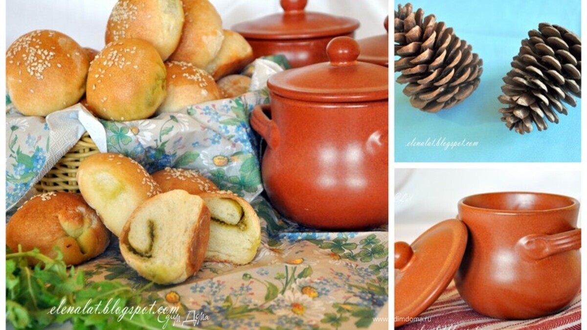 Булочки с соусом песто