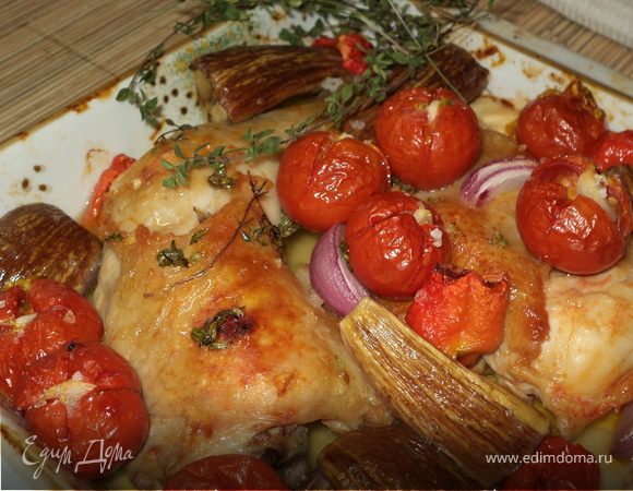 Курочка, запеченная с овощами Курочка, запеченная с овощами