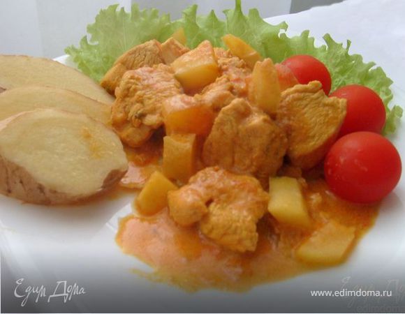 Карри с курицей и папайей