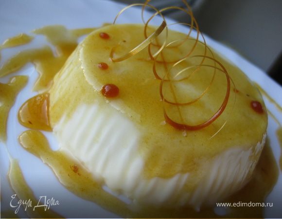 Кокосовая панна котта с соусом "Карамельный крыжовник" + Украшение из карамели "спираль"