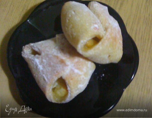 Творожные треугольники с яблоками Творожные треугольники с яблоками