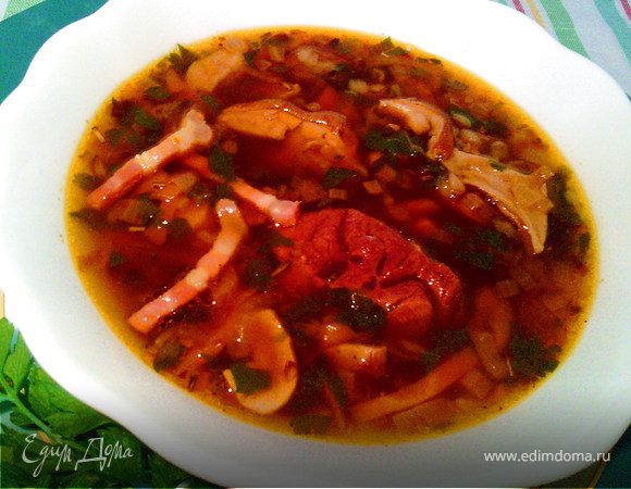 Гречневый суп с белыми грибами и беконом Гречневый суп с белыми грибами и беконом