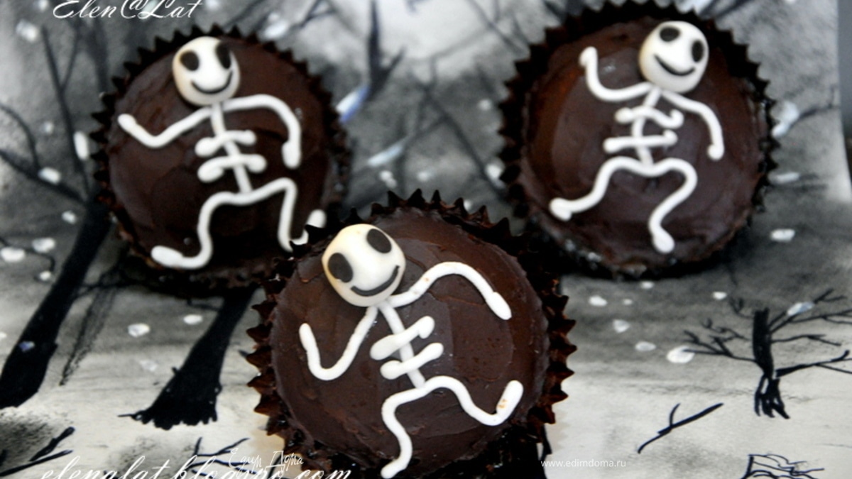 Ванильные кексы с повидлом и шоколадом Halloween