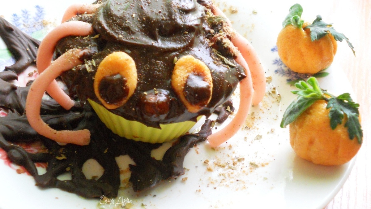 Сливочные кексы "Паучок" для "hallowen"