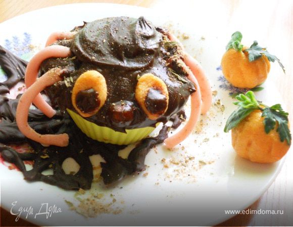 Сливочные кексы "Паучок" для "hallowen" Сливочные кексы "Паучок" для "hallowen"