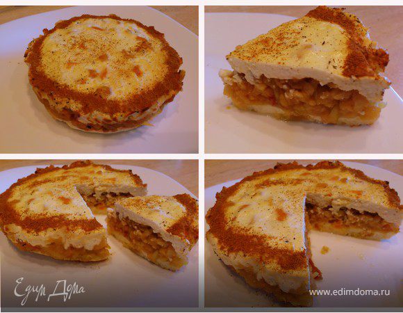 Творожная запеканка с яблочной начинкой