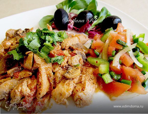 Куриное филе с грибами по-строгановски