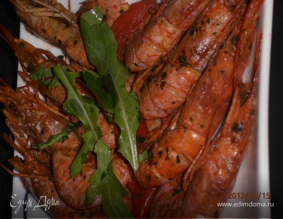 Креветки в белoм винe