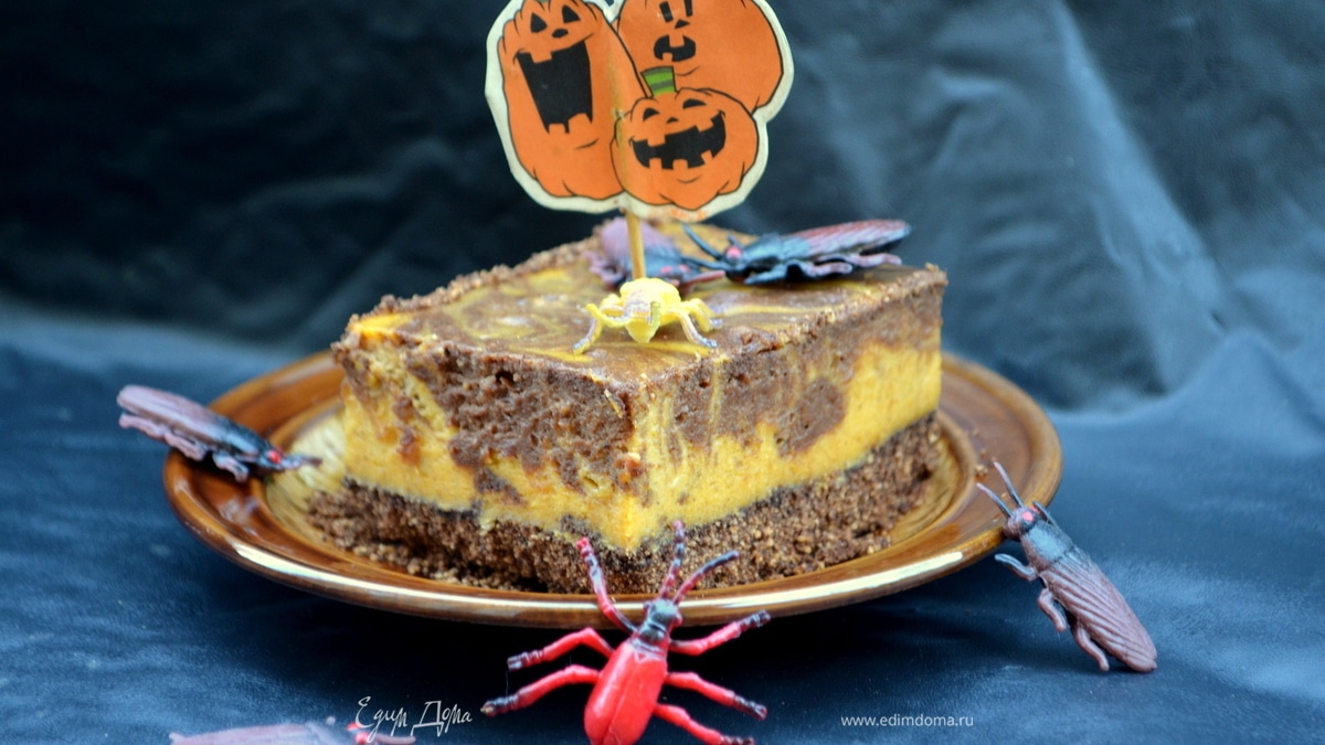 Тыквенно-шоколадный чизкейк бар. HALLOWEEN