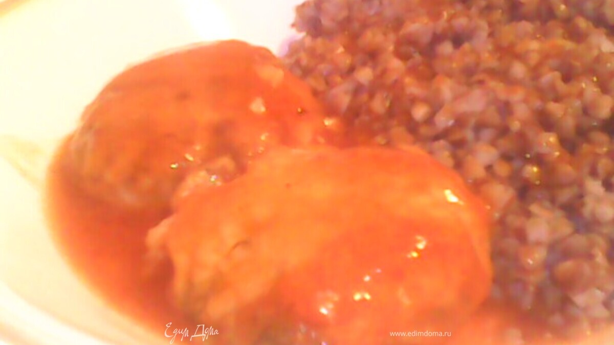 Курино-грибные тефтельки в томатном соусе