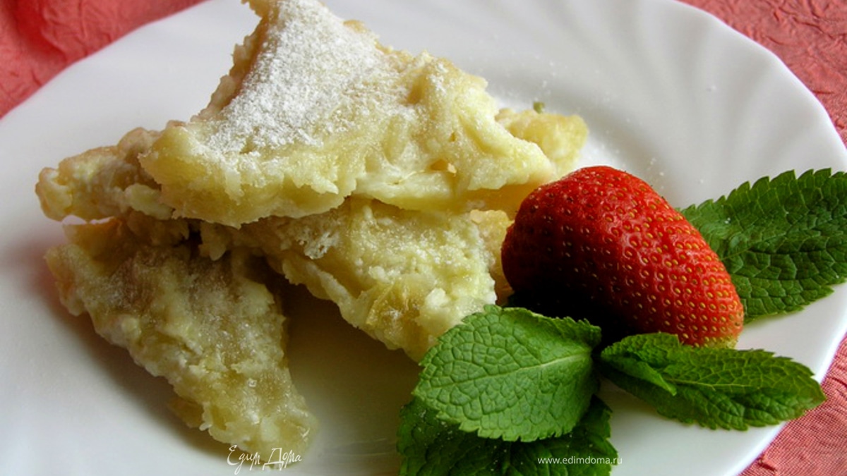 Вареники с творогом, запеченные в сливках