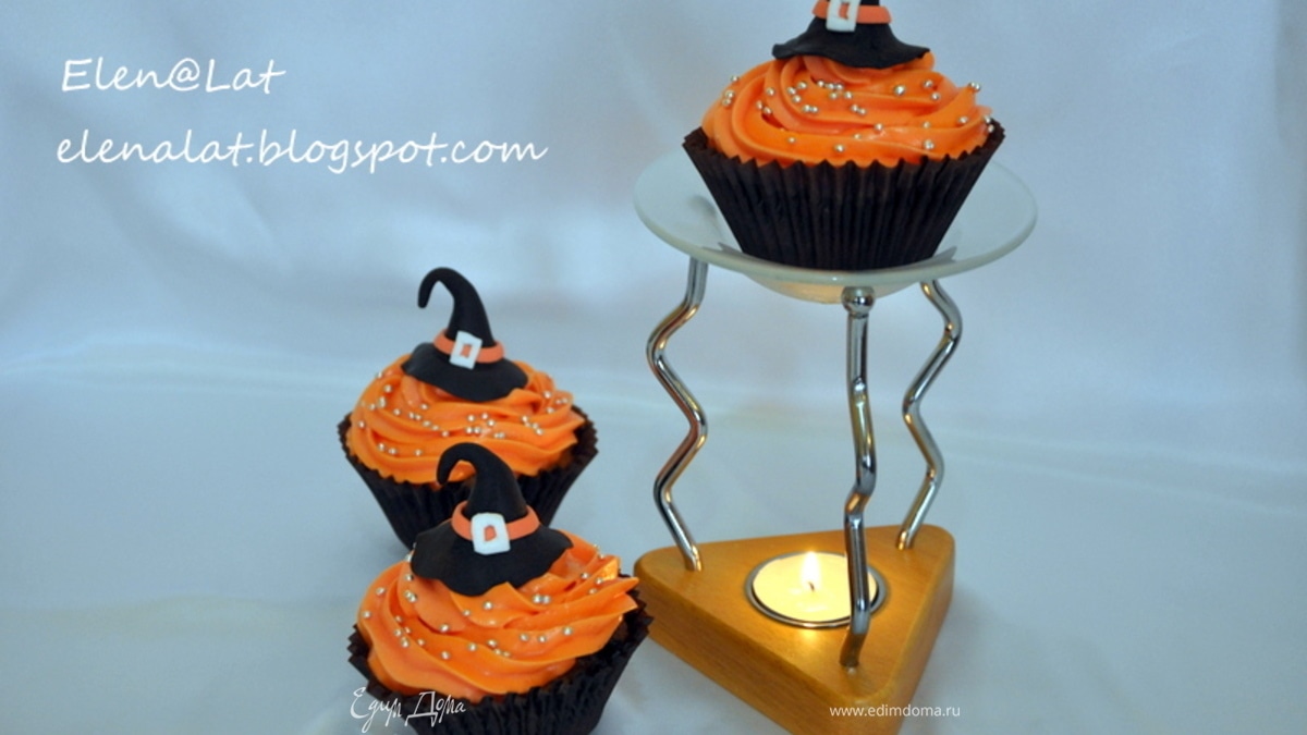 Кексы "Два шоколада" со сливочным кремом HALLOWEEN