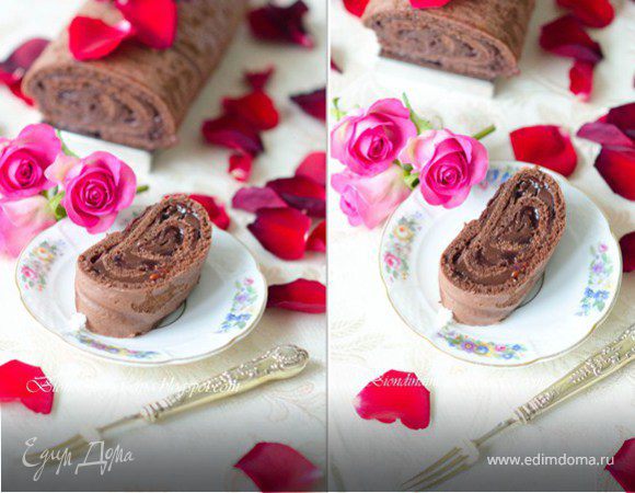 Шоколадное полено с малиной и ганашем