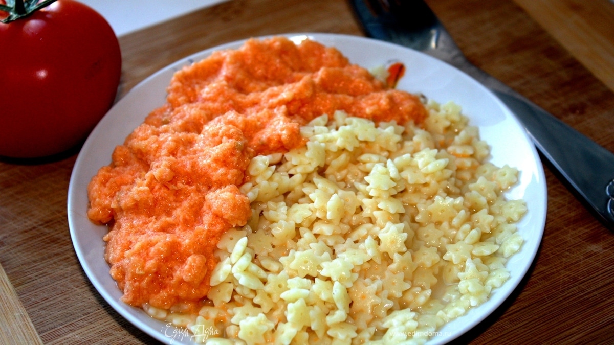 Паста с томатным соусом для малышей (по рецепту Юлии Высоцкой)