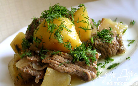 Рецепт Мясо в укропе с картошкой (в горшочке)