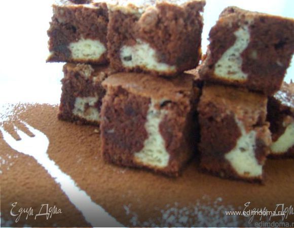 Брауни с грецким орехом и сливочной начинкой