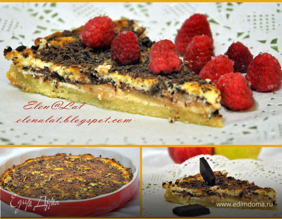 Чизкейк с яблоками и темным шоколадом