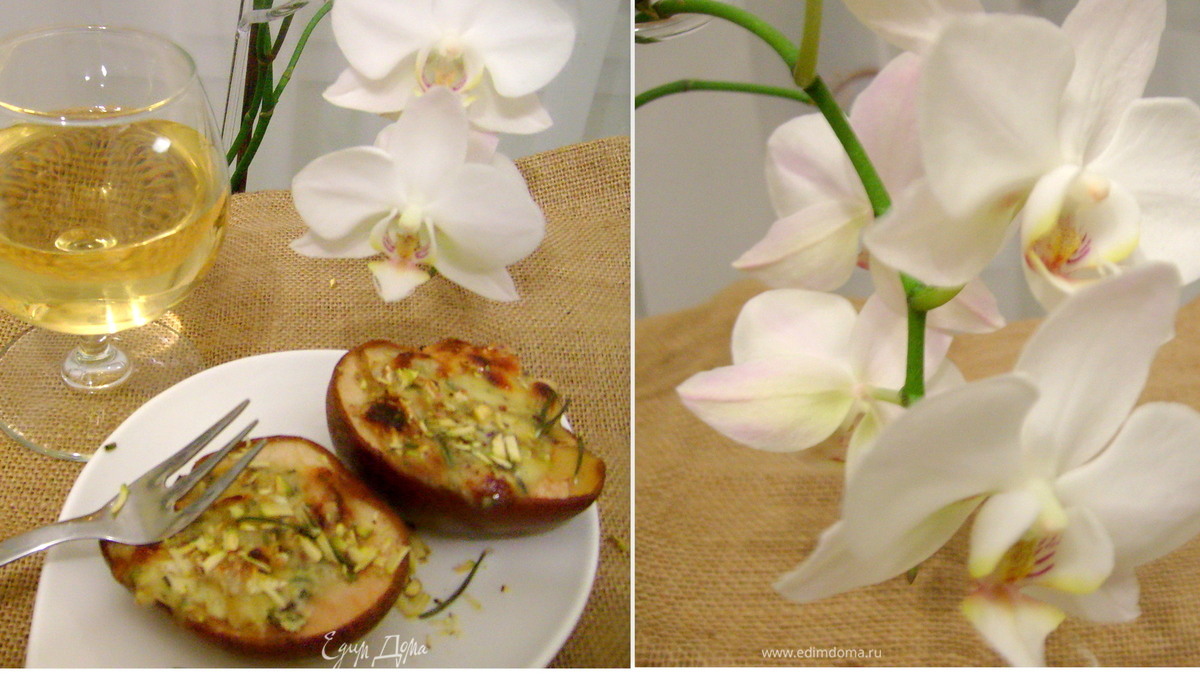 Груша, запеченная с сыром и розмарином