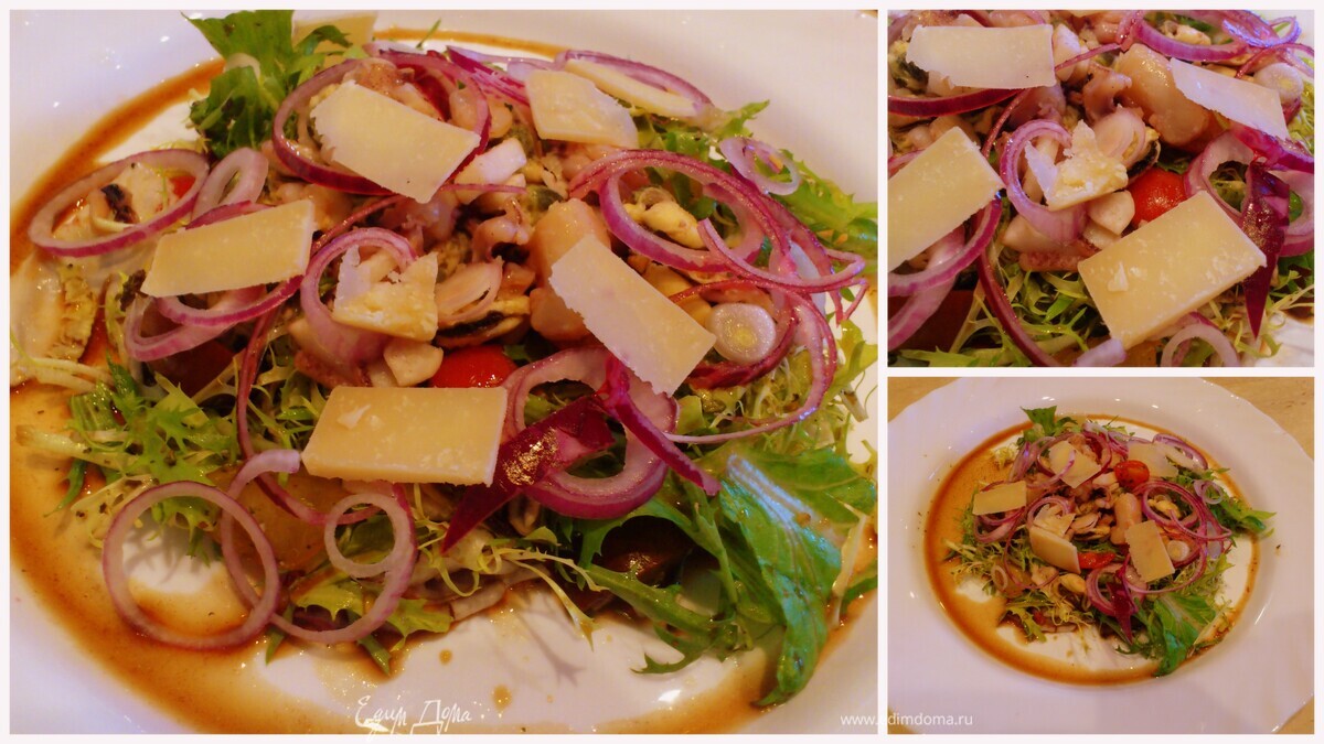 Легкий салат с морепродуктами