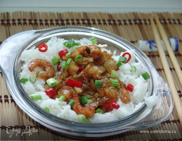 Креветки в медовом соусе с орешками Креветки в медовом соусе с орешками