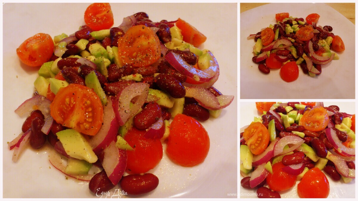 Салат с красной фасолью и авокадо