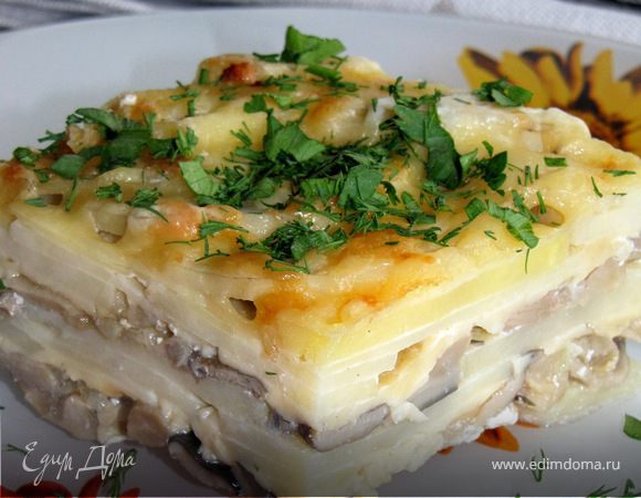 Картофельная запеканка с вешенками