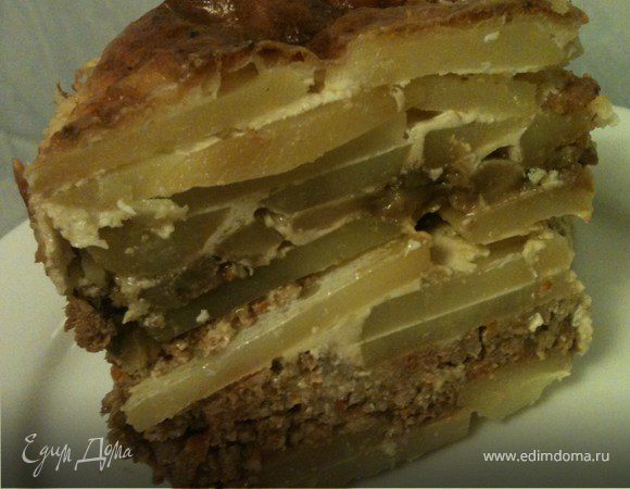 Запеканка картофельная с фаршем и грибами Запеканка картофельная с фаршем и грибами
