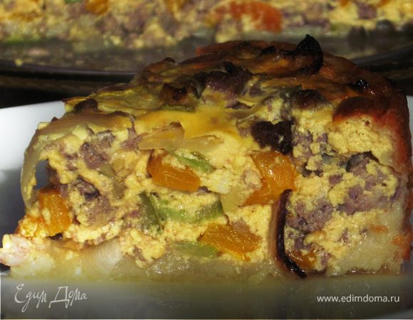 Картофельный пирог с сытной мясной начинкой Картофельный пирог с сытной мясной начинкой