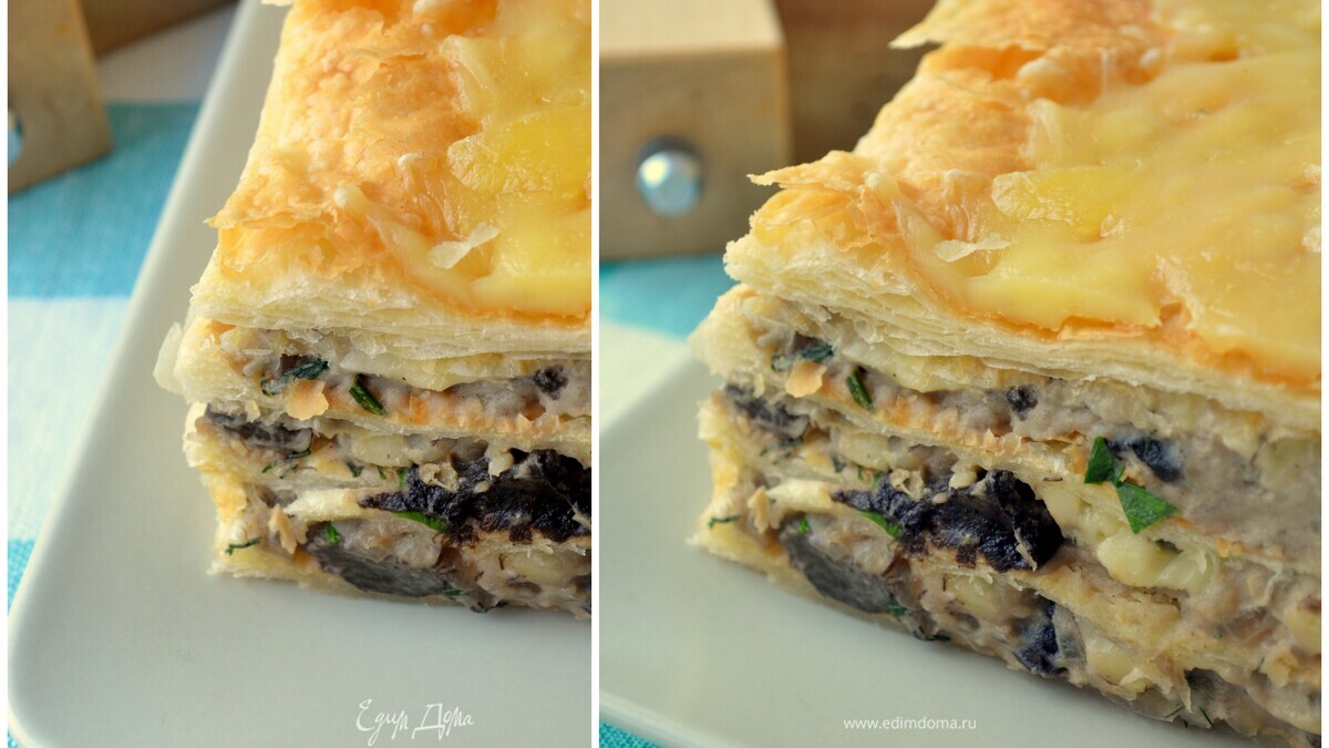 Горячий "Наполеон" с картофельно-грибным кремом